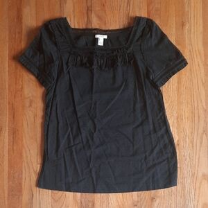 J Crew Black Swiss Dot Eyelet Blouse Small